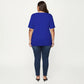 Plus Size Short Sleeve Top with Scalloped Eyelet Hem Round Neck Loose Fit Casual Blouse