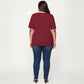 Plus Size Short Sleeve Top with Scalloped Eyelet Hem Round Neck Loose Fit Casual Blouse