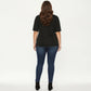 Plus Size Short Sleeve Top with Scalloped Hem Round Neck Loose Fit Casual Blouse