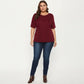 Plus Size Short Sleeve Top with Scalloped Hem Round Neck Loose Fit Casual Blouse