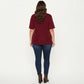 Plus Size Short Sleeve Top with Scalloped Hem Round Neck Loose Fit Casual Blouse