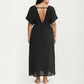 Plus Size Maxi Dress with Deep V Neck Short Sleeve Loose Fit Flowy Casual Long Dress