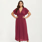 Plus Size Maxi Dress with Deep V Neck Short Sleeve Loose Fit Flowy Casual Long Dress