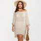 Plus Size Sheer Cover Up Dress with Tassel Trim Loose Fit Scoop Neck Beach Swim Cover Up