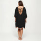 Plus Size Sheer Cover Up Dress with Tassel Trim Loose Fit Scoop Neck Beach Swim Cover Up