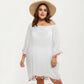 Plus Size Sheer Cover Up Dress with Tassel Trim Loose Fit Scoop Neck Beach Swim Cover Up