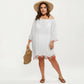 Plus Size Sheer Cover Up Dress with Tassel Trim Loose Fit Scoop Neck Beach Swim Cover Up