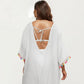 Plus Size Sheer Cover Up Dress with Tassel Trim Loose Fit Scoop Neck Beach Swim Cover Up
