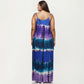 Plus Size Maxi Dress with Adjustable Strap Scoop Neck Tie Dye Print Loose Fit Casual Dress