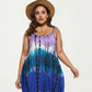 Plus Size Maxi Dress with Adjustable Strap Scoop Neck Tie Dye Print Loose Fit Casual Dress