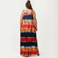Plus Size Maxi Dress with Adjustable Strap Scoop Neck Tie Dye Print Loose Fit Casual Dress
