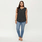 Plus Size Sleeveless Blouse with Keyhole Neck Polka Dot Print Lightweight Woven Fabric Top