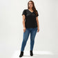 Plus Size Short Sleeve V Neck Blouse with Textured Swiss Dot Fabric Lightweight Woven Top