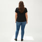 Plus Size Short Sleeve V Neck Blouse with Textured Swiss Dot Fabric Lightweight Woven Top