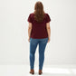 Plus Size Short Sleeve V Neck Blouse with Textured Swiss Dot Fabric Lightweight Woven Top