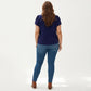 Plus Size Short Sleeve V Neck Blouse with Textured Swiss Dot Fabric Lightweight Woven Top