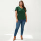 Plus Size Short Sleeve V Neck Blouse with Textured Swiss Dot Fabric Lightweight Woven Top