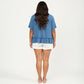 Plus Size Short Sleeve Peplum Top with Textured Knit Fabric Round Neck Ruffle Hem Shirt