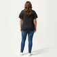 Plus Size Short Sleeve V Neck Top with Textured Knit Fabric Tiered Ruffle Sleeves Shirt
