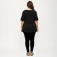 Plus Size Short Sleeve Scoop Neck Top with Waist Tie Detail Flowy Peplum Hem Relaxed Shirt