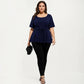 Plus Size Short Sleeve Scoop Neck Top with Waist Tie Detail Flowy Peplum Hem Relaxed Shirt