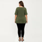 Plus Size Short Sleeve Scoop Neck Top with Waist Tie Detail Flowy Peplum Hem Relaxed Shirt