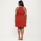 Plus Size Sleeveless Halter Neck Dress with Textured Fabric High Neck A-Line Silhouette