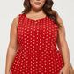 Plus Size Sleeveless Scoop Neck Dress with Polka Dot Print Tiered Skirt Flowy Silhouette