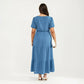 Plus Size Short Sleeve Square Neck Maxi Dress with Tiered Skirt Flowy A Line Silhouette