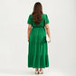 Plus Size Short Sleeve Square Neck Maxi Dress with Tiered Skirt Flowy A Line Silhouette