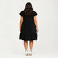 Plus Size Short Sleeve Textured Dress with Crew Neck Tiered Skirt Ruffle Sleeve Detail