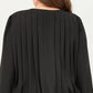 Plus Size Long Sleeve Tie Neck Dress with Pleated Front Detail Loose Fit A Line Mini Dress