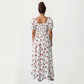 Plus Size Cherry Print Square Neck Maxi Dress with Puff Sleeves Flowy Skirt Side Slit Detail