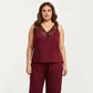 Plus Size 2-Piece Set Lace Trim Camisole Top and Pants Matching Lounge Set Sleeveless V Neck