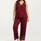 Plus Size 2-Piece Set Lace Trim Camisole Top and Pants Matching Lounge Set Sleeveless V Neck