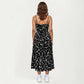Plus Size Floral Print Midi Dress with Spaghetti Straps Square Neck Fitted Bodice Skirt