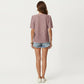 Short Sleeve Eyelet Blouse with V Neck Button Front Lace Trim Textured Shirt Top