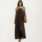 Sleeveless Halter Neck Maxi Dress with Contrast Trim Detail and Relaxed Flowy A-Line Silhouette