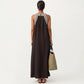 Sleeveless Halter Neck Maxi Dress with Contrast Trim Detail and Relaxed Flowy A-Line Silhouette