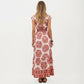 Short Sleeve Maxi Dress with Printed Design V Neckline Smocked Waist and Tiered Flowy Silhouette