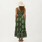 Sleeveless V Neck Maxi Dress with Bohemian Print Tiered Hem Detail and Relaxed Flowy Fit Design