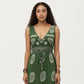 Sleeveless V Neck Maxi Dress with Bohemian Print Tiered Hem Detail and Relaxed Flowy Fit Design