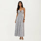 Sleeveless Floral Maxi Dress with Spaghetti Straps Smocked Waist and Flowy A-Line Silhouette Design