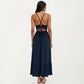 Sleeveless Halter Neck Midi Dress with Tiered Skirt Detail and Relaxed Flowy Fit Lightweight Design