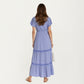 Short Sleeve V Neck Maxi Dress with Tiered Skirt Detail and Relaxed Fit Flowy Silhouette Design
