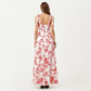 Sleeveless Floral Maxi Dress with Ruffle Strap Detail Square Neck and Tiered Skirt Flowy Design