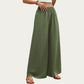High Waist Wide Leg Pants with Smocked Waistband and Textured Fabric Relaxed Fit Flowing Design