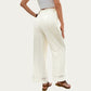 High Waist Wide Leg Pants with Drawstring Waist and Lace Trim Hem Relaxed Fit Lightweight Design