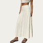 High Waist Textured Maxi Skirt with Smocked Waistband and Flowy A-Line Silhouette