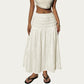 High Waist Textured Maxi Skirt with Smocked Waistband and Flowy A-Line Silhouette